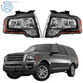 Set of 2 Black Halogen Headlights for Ford Expedition (2015–2017)