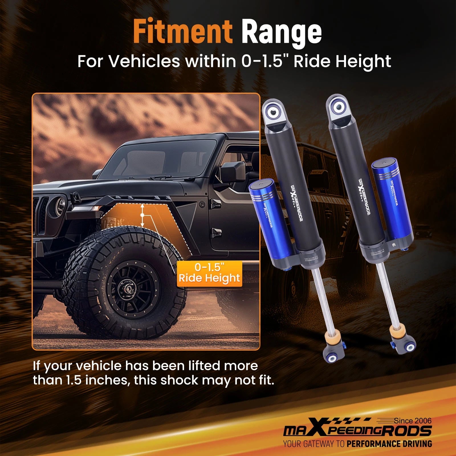 Dual Damper Adjustable Remote Reservoir Rear Shocks for Ford F150 (2015-2020)