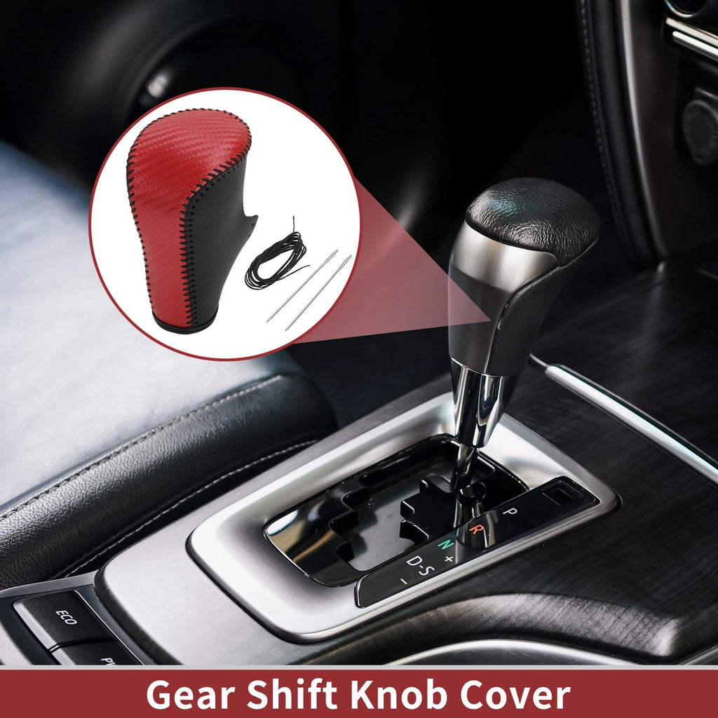 Gear Shift Knob Cover for Honda Accord (2008–2012) Red Carbon Fiber Black