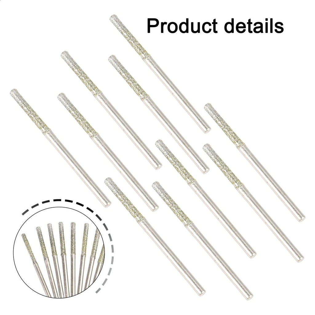 10PCS Drill Bit Set for Glass and Jade (0.8-2.5mm, 2.35mm Shank)