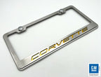 Stainless Steel License Plate Frame with Yellow Carbon Fiber for Corvette (C7) (2014–2019)