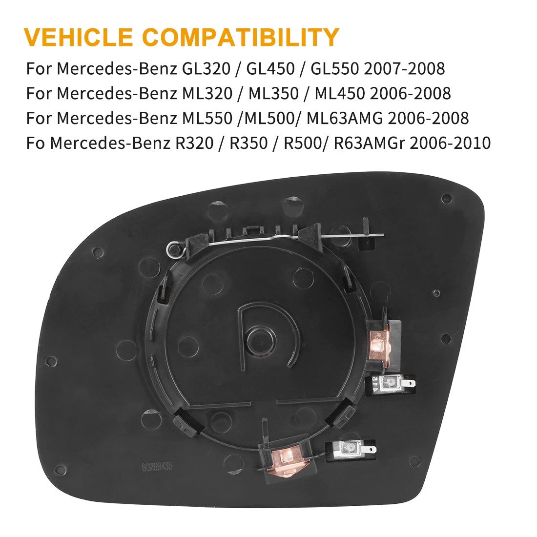 Heated Mirror Glass with Backing Plate RH for Mercedes-Benz GL450 (2007–2012)
