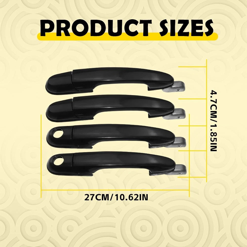 4X Exterior Door Handle for Hyundai Tucson (2005–2009) Front Rear Left Right Black