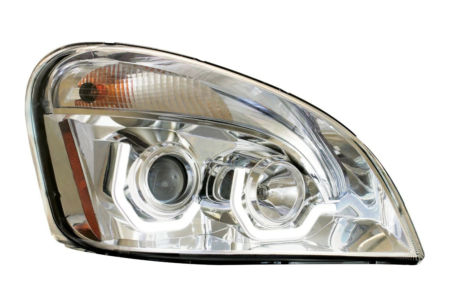 Chrome Projection Headlights with LED U-Bar Light for Freightliner Cascadia (2018–2025)