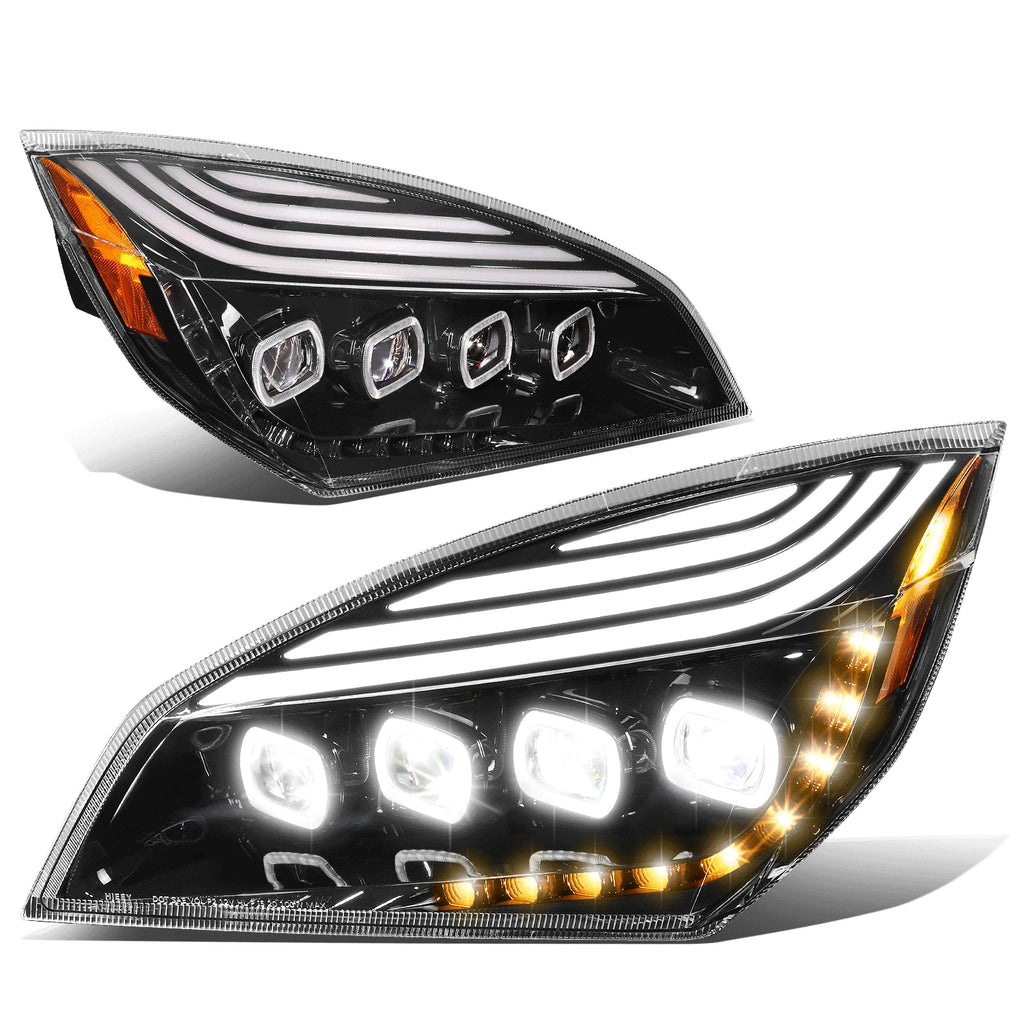 LED DRL Sequential Signal Projector Headlights for Cascadia (2018–2024)