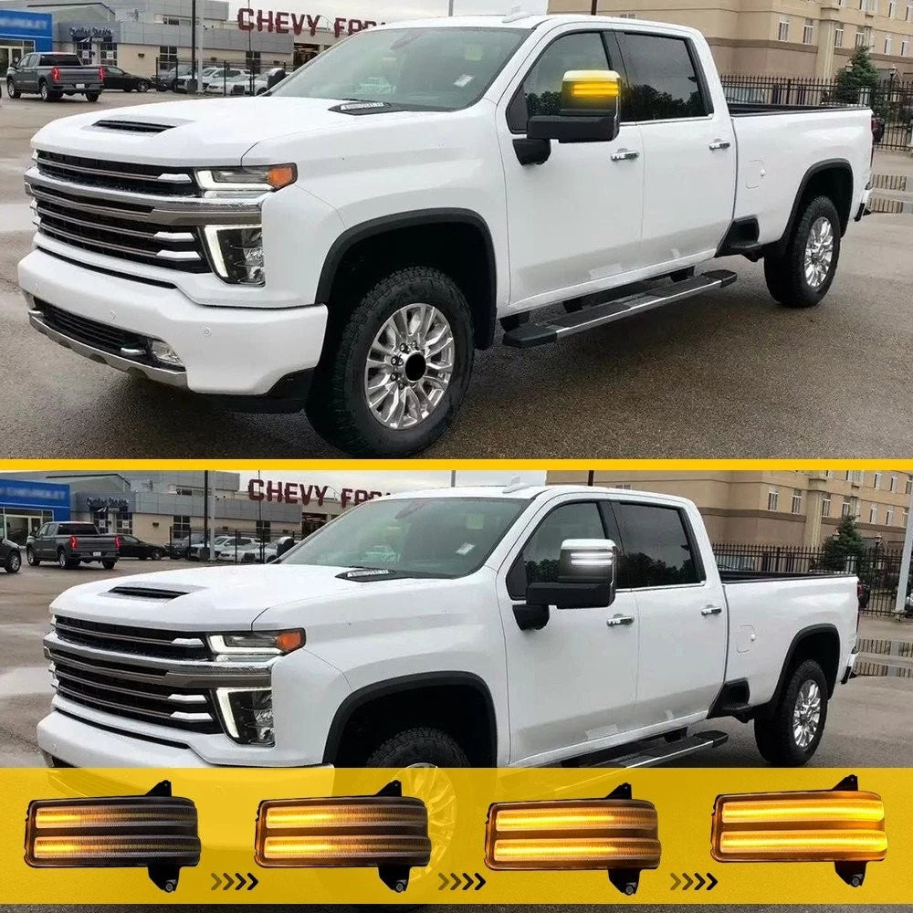2X LED Sequential Side Mirror Turn Signal Lights for Chevy Silverado (2020–2024)