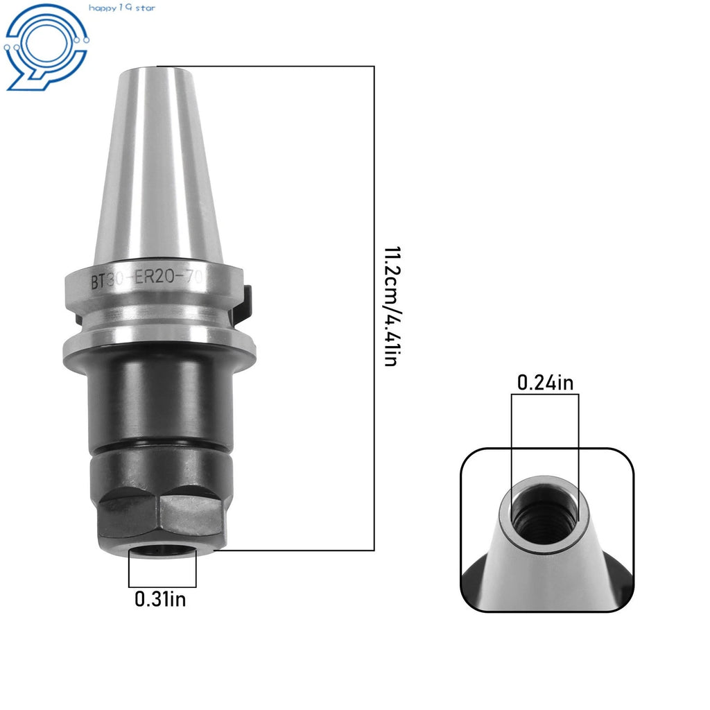 Set of 8 BT30 ER20 70L Collet Chucks for CNC Milling Center
