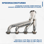 Set of 4 Stainless T4 Racing Turbo Exhaust Headers for Mustang 5.0 V8 (1982–1993)