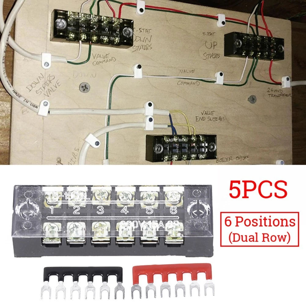 Power Distribution Bus Bar Screw Terminal Block 15A 600V for Auto Marine