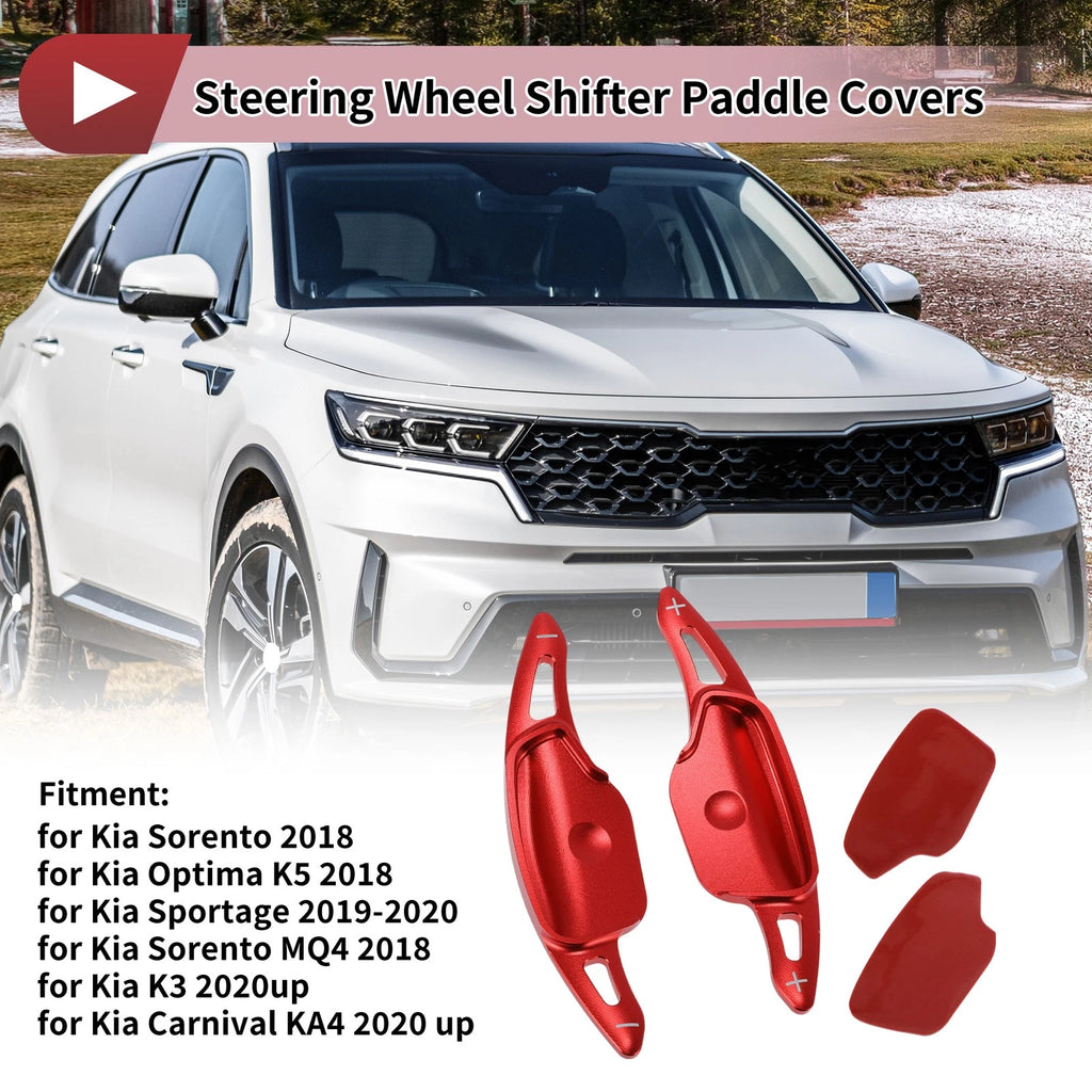 Set of 2 Red Aluminum Alloy Steering Wheel Paddles for Kia Sorento (2018)