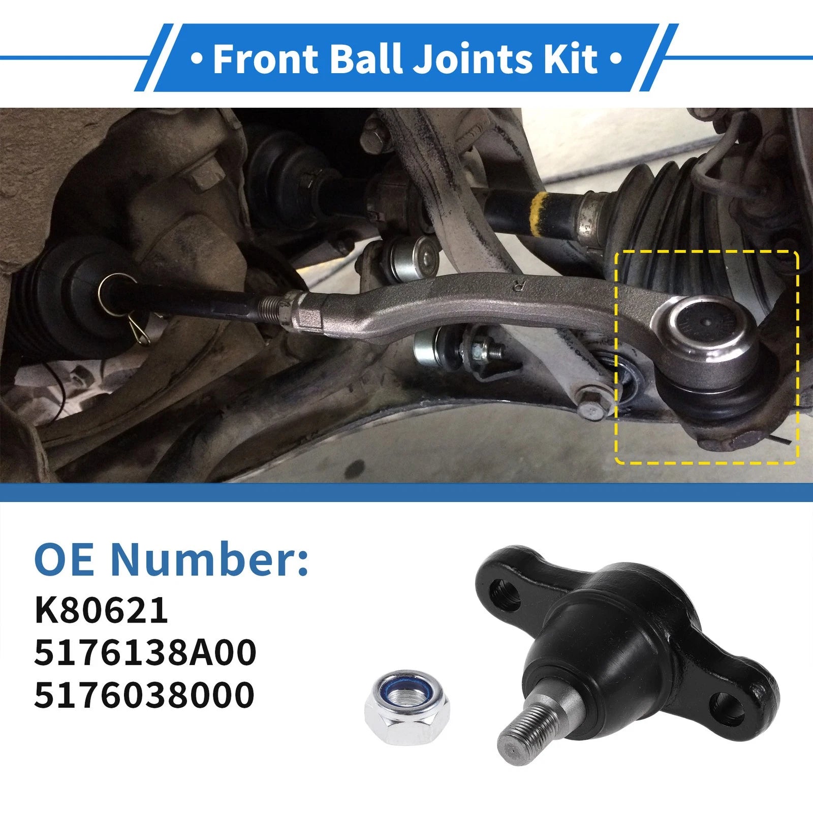 2X Front Lower Ball Joints for Hyundai Sonata (1998–2005) No.K80621/5176138A00