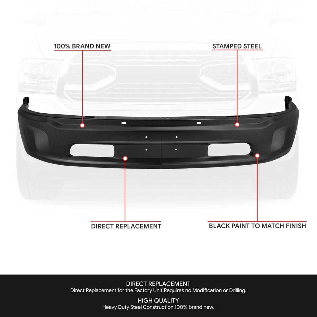 Front Bumper Face Bar for Ram 1500 (2014–2023) w/o Parking Sensor & Fog Light Hole