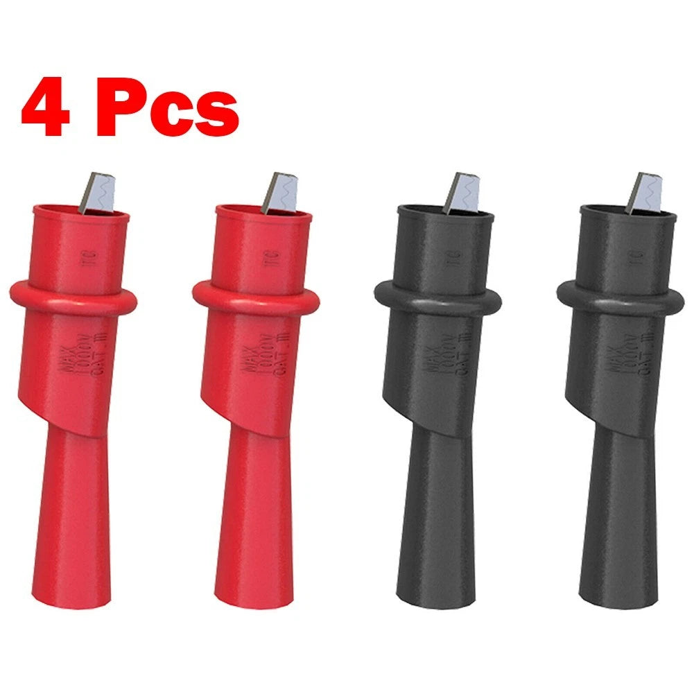 Set of 4 Electrical Clip Test Probe Measurement Crocodile Clamps