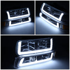 DRL LED Light Bar Type-2 Chrome Amber Headlights for Silverado Suburban (1999–2002)