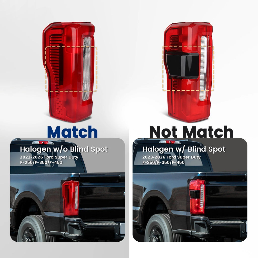 Halogen Tail Light for Ford F250 F350 Super Duty (2023–2026) W/O BLIS Left