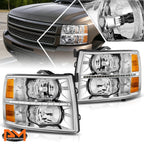 LED DRL Strip Headlight for Chevy Silverado (2007–2014) Chrome Housing Amber Side