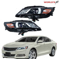 Set of 2 Halogen Headlights for Chevrolet Impala (2015–2020) Black Housing