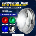 6" RGBW LED Dome Ceiling Light for 12V Vehicles (Stainless Steel)