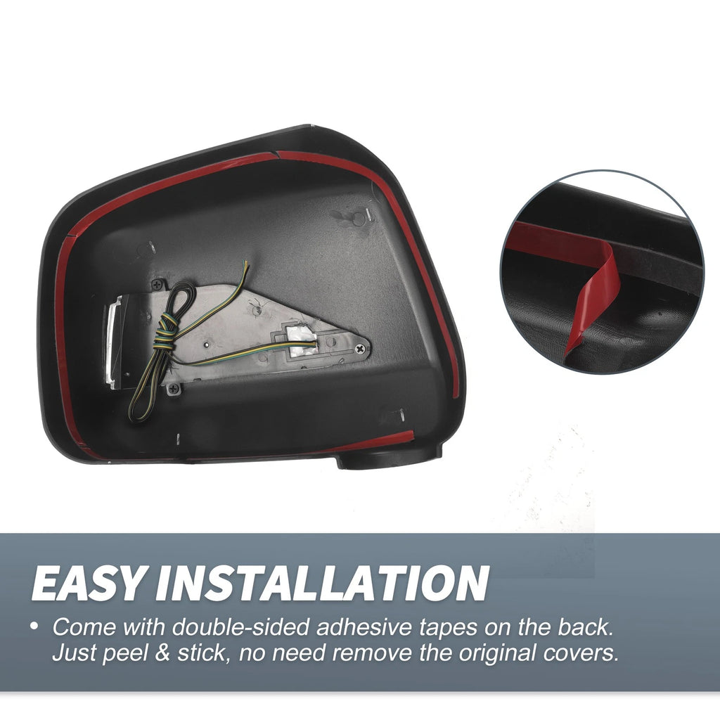 Pair Rearview Mirror Cover Overlay with LED Gloss Black for Lexus RX300 (1999–2003)