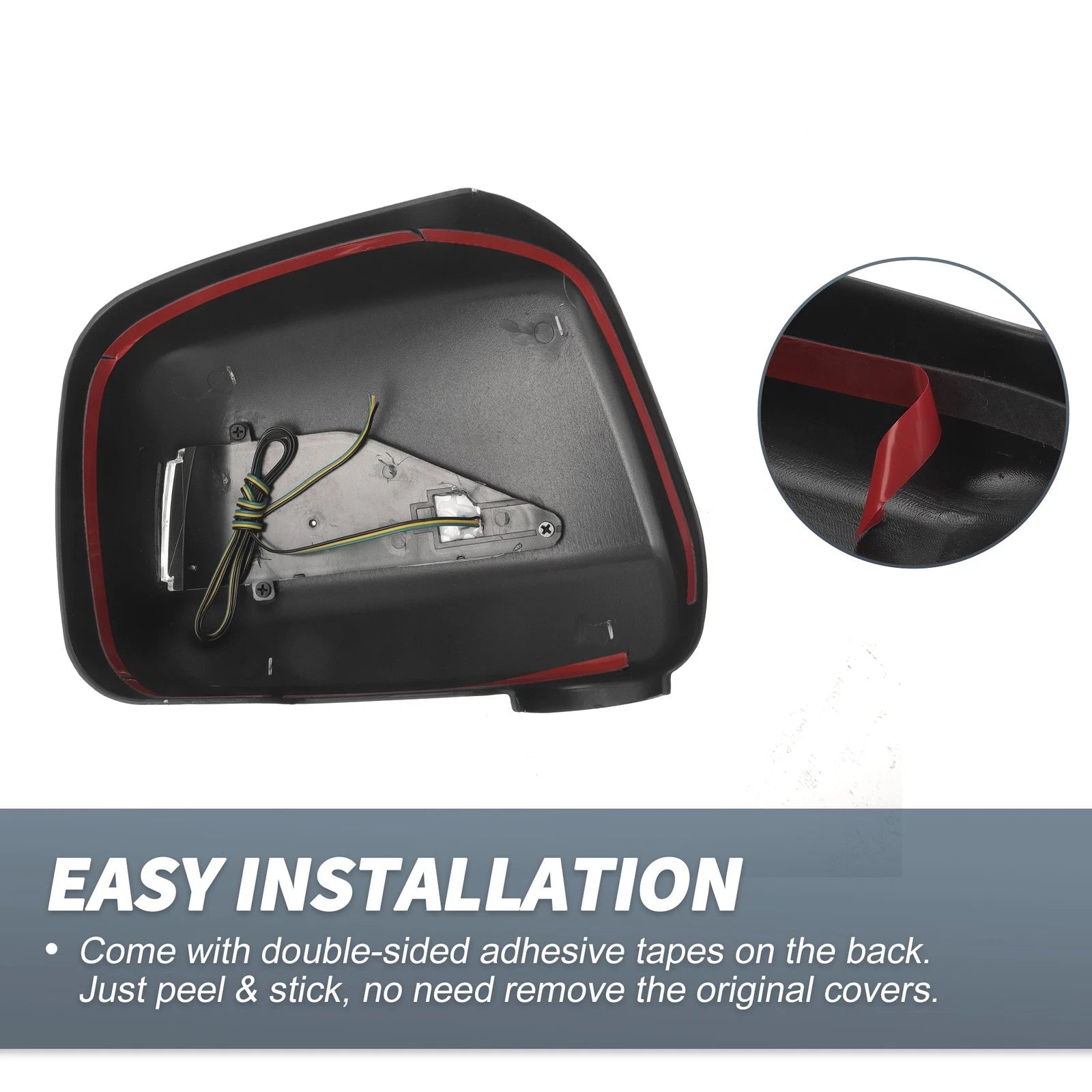 Pair Rearview Mirror Cover Overlay with LED Gloss Black for Lexus RX300 (1999–2003)