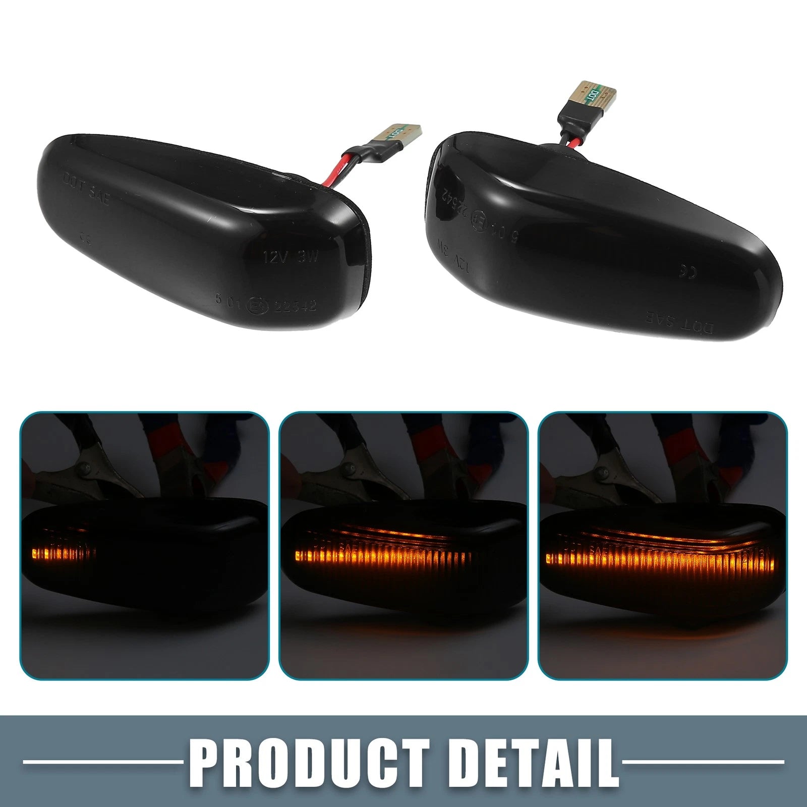 2pcs LED Side Marker Amber Light 2108200921 for Mercedes-Benz CLK320 (1998-1999)
