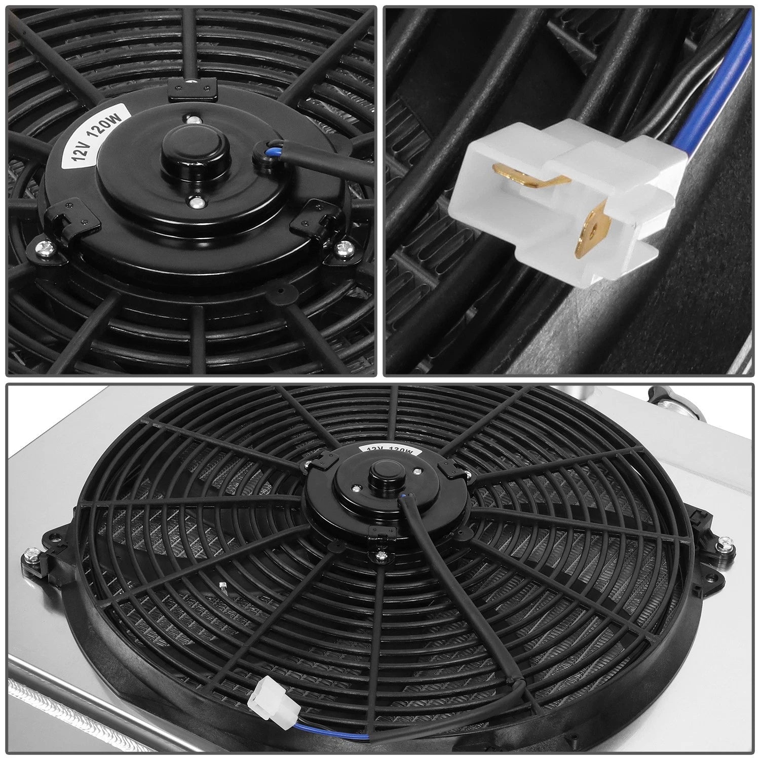 3 Row Aluminum Radiator with Cooling Fan Shroud for Bel-Air/Nomad/150/250 (1955–1957)