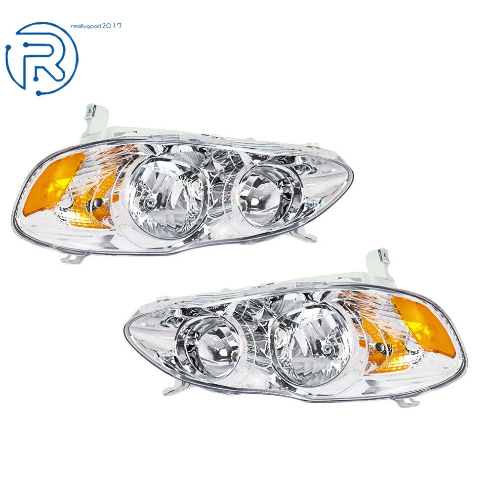 Headlights Halogen for Toyota Corolla (2003–2008) Left & Right Side