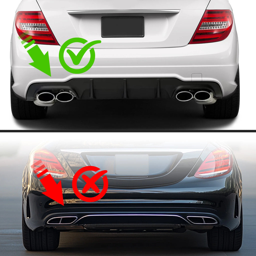 Rear Bumper Lip Spoiler Diffuser Gloss Black for Mercedes W204 C63 AMG (2012–2014)