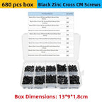 680pcs Black Zinc Coated M2 Screws for M3 Cross CM (Device Maintenance)