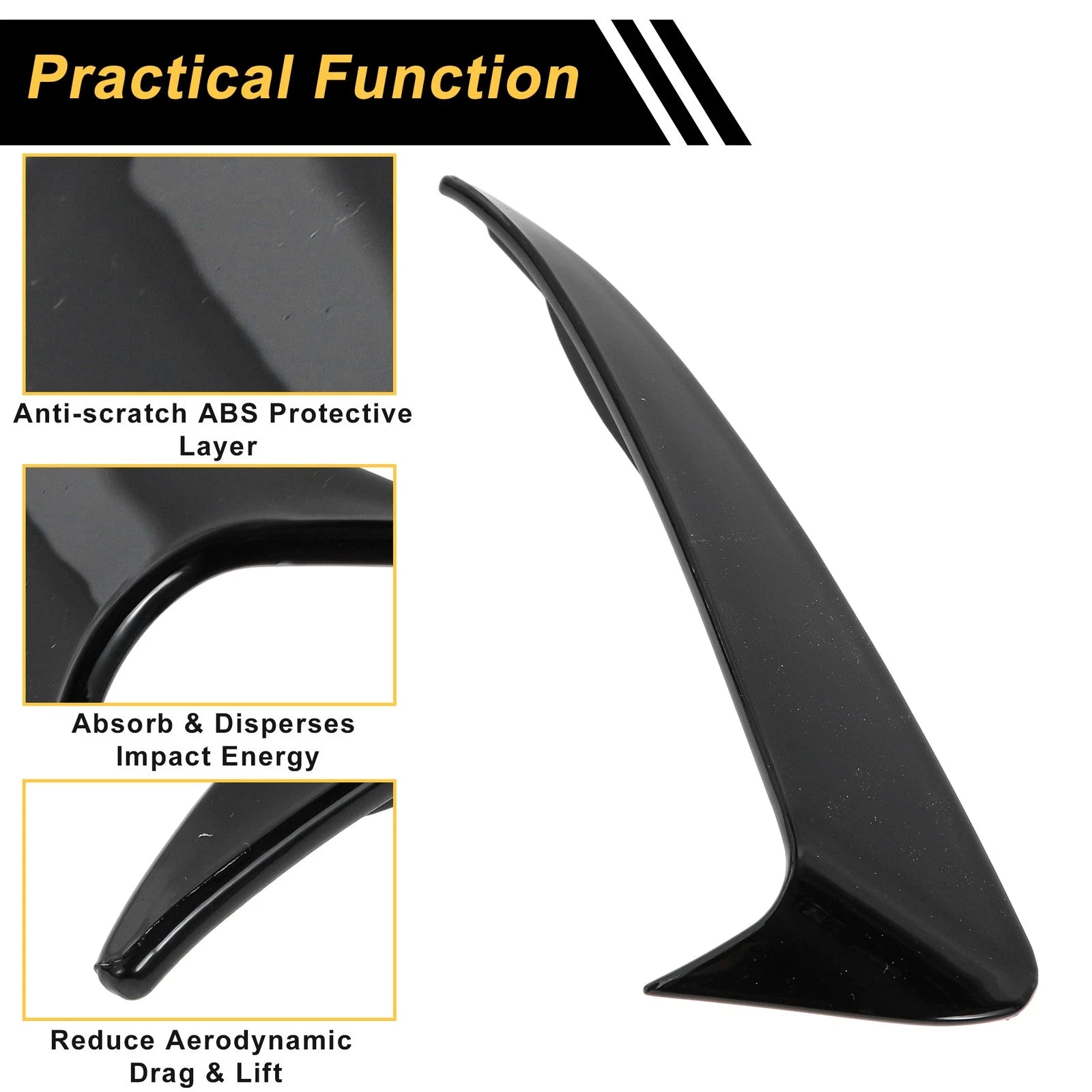 1 Pair Rear Bumper Spoiler for Mercedes-Benz C-Class W205 (2015–2021) Gloss Black ABS