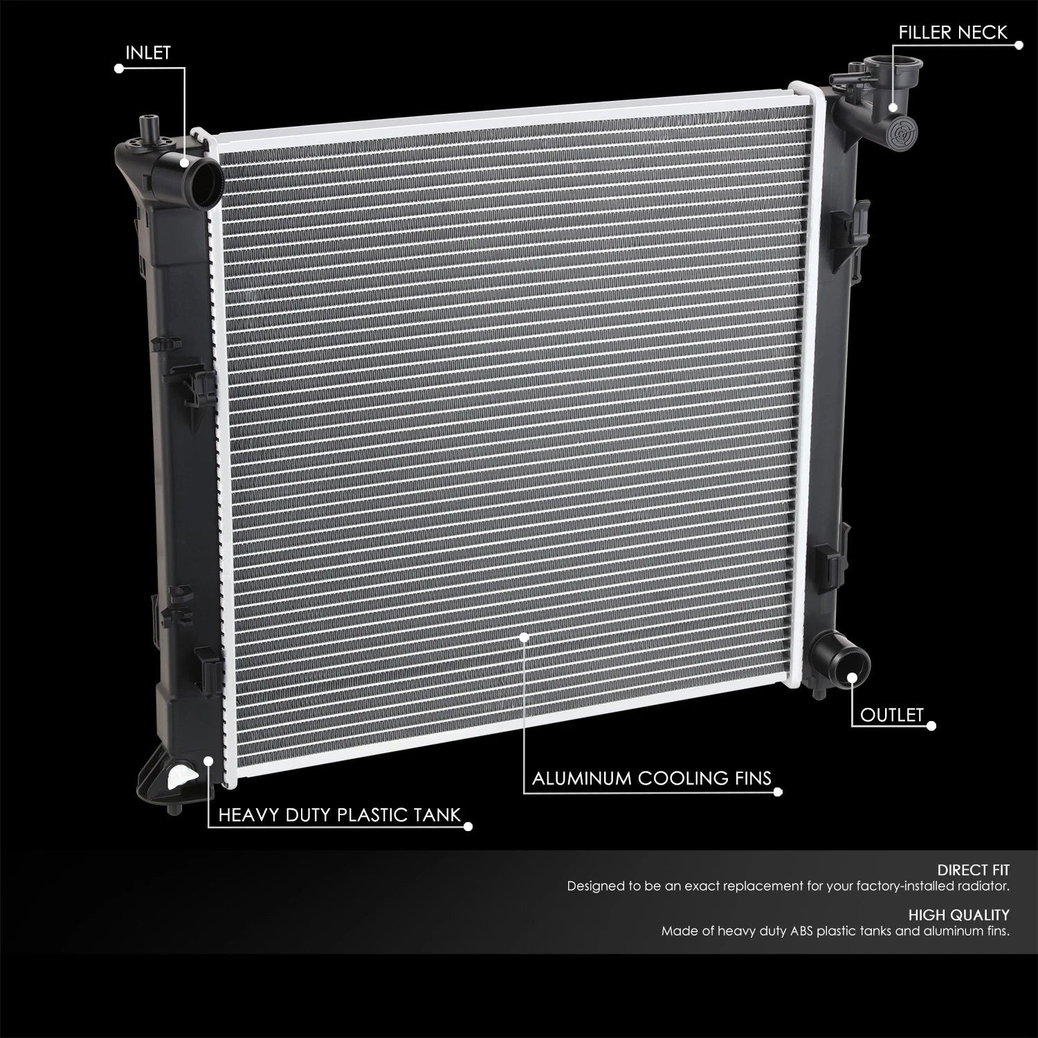 Aluminum Core Cooling Radiator for Kia Optima 1.6L Turbo (2016–2019) DPI 13605
