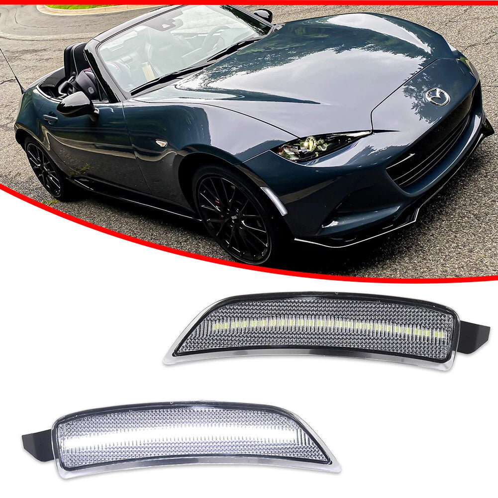 2X Clear White LED Front Side Marker Lights for Mazda MX-5 Miata