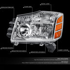 Left Chrome Housing Headlight Lamp for Nissan Armada Pathfinder Titan (2004–2007)