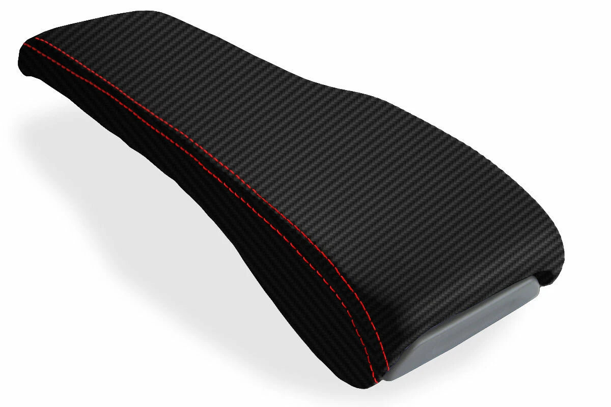 Console Lid Bench Seat Cover for Toyota Tacoma (2001–2004) Carbon Fiber Red Stitch