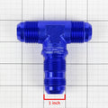 12AN Male to Female Bulkhead Tee Fitting for Fuel/Oil - Blue Anodized