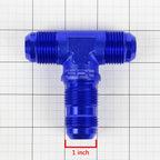 12AN Male to Female Bulkhead Tee Fitting for Fuel/Oil - Blue Anodized