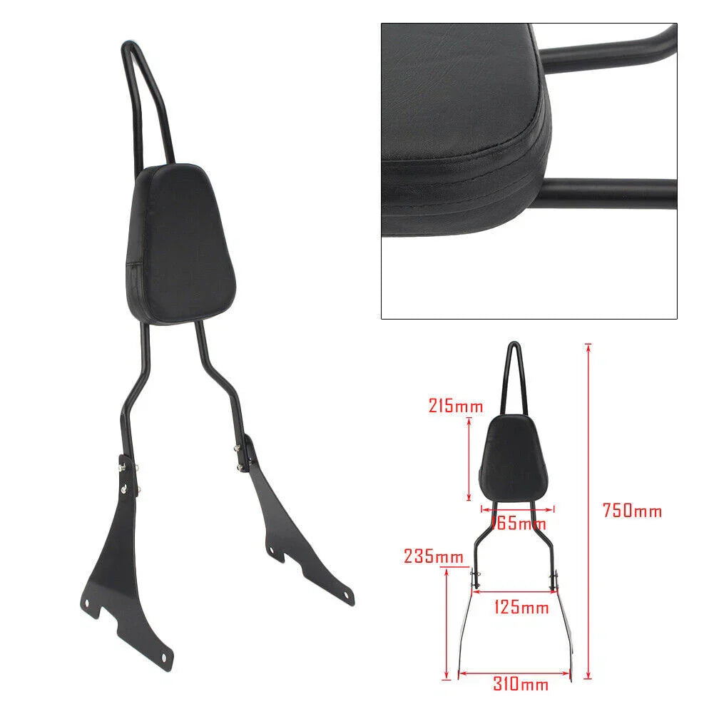 Black Sissy Bar Backrest Pad for Harley Sportster XL 1200 (2004-2016)
