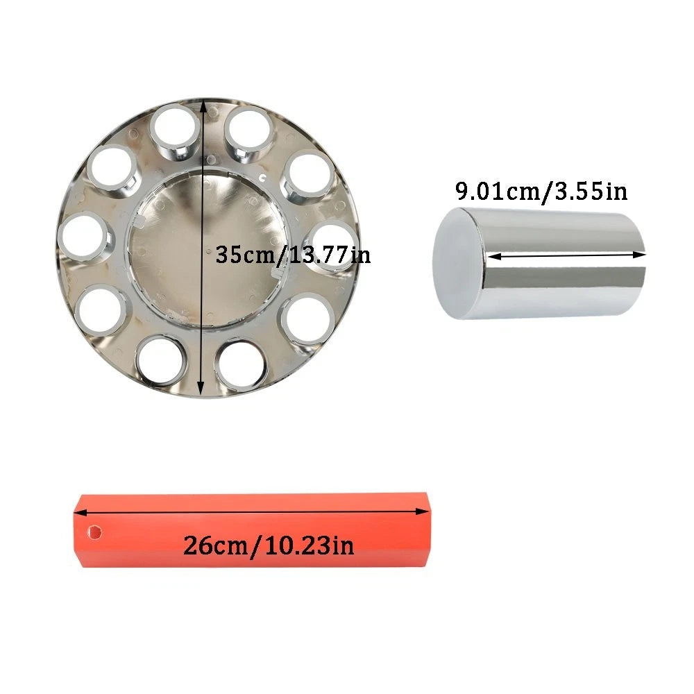 Chrome Hub Covers for Semi Truck (Fits 33mm Nut)
