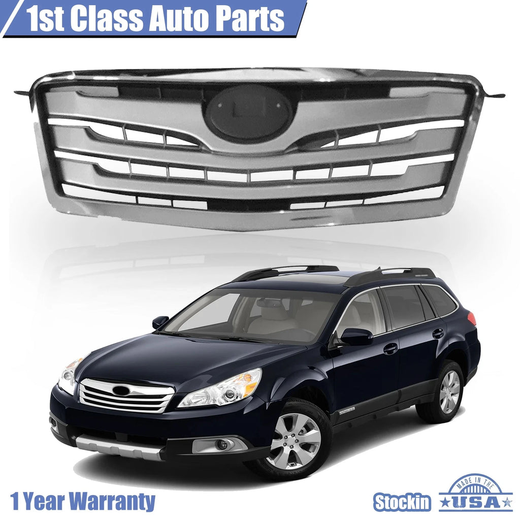 Grille Assembly for Subaru Outback (2010–2012) Silver Textured Gray Insert