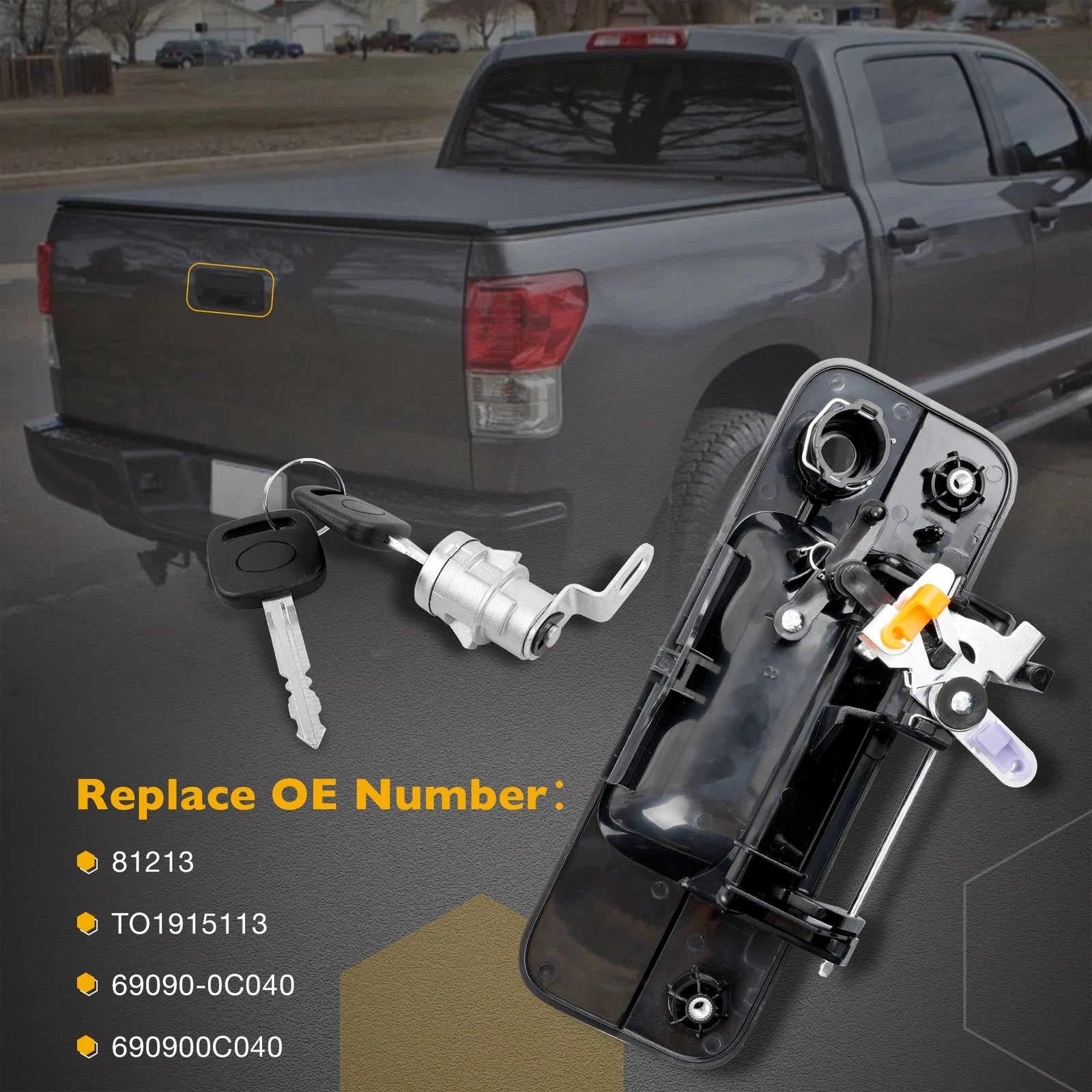 Metal Tailgate Handle Latch with Lock Cylinder for Toyota Tundra (2007-2013)