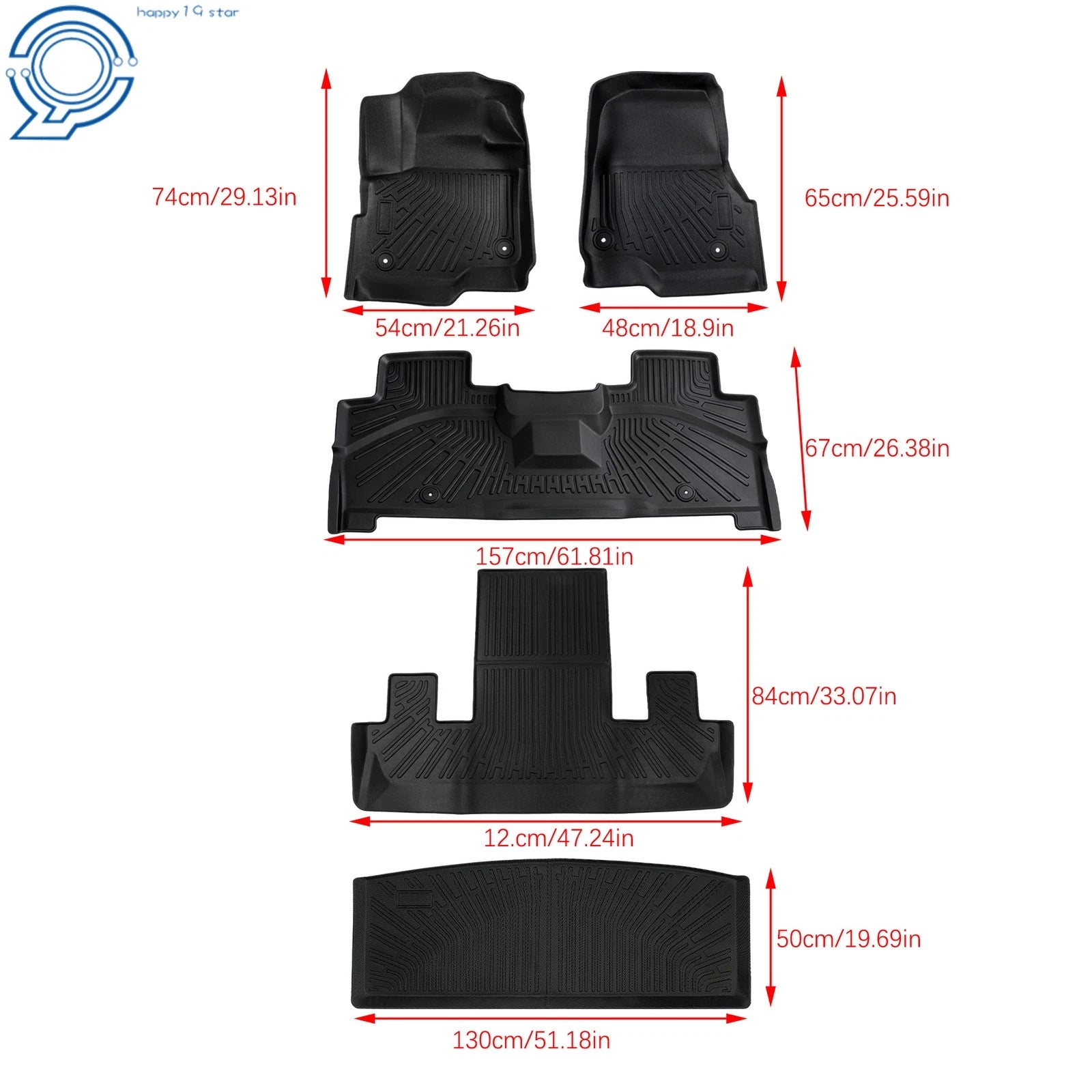 Set of 5 Black TPE Floor Mats + Cargo Liner for Ford Expedition/Max (2018–2024)