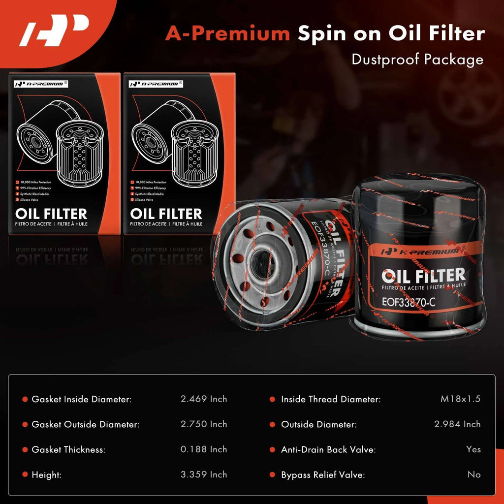 2X Engine Oil Filter for Chevrolet Silverado 1500 (2002-2013) Equinox