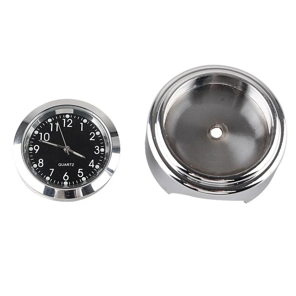 1x 7/8" Digital Clock Time Gauge for Motorcycle Handlebar - Silver
