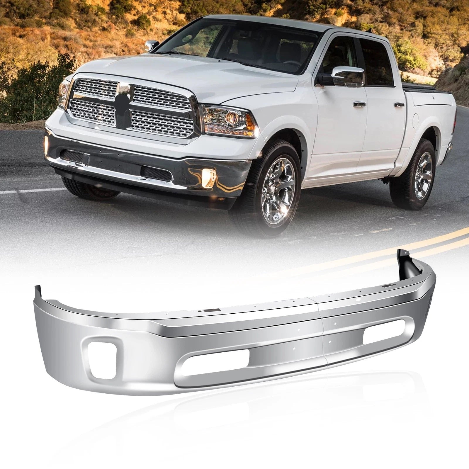 Chrome Steel Front Bumper for Dodge Ram 1500 (2013–2018)