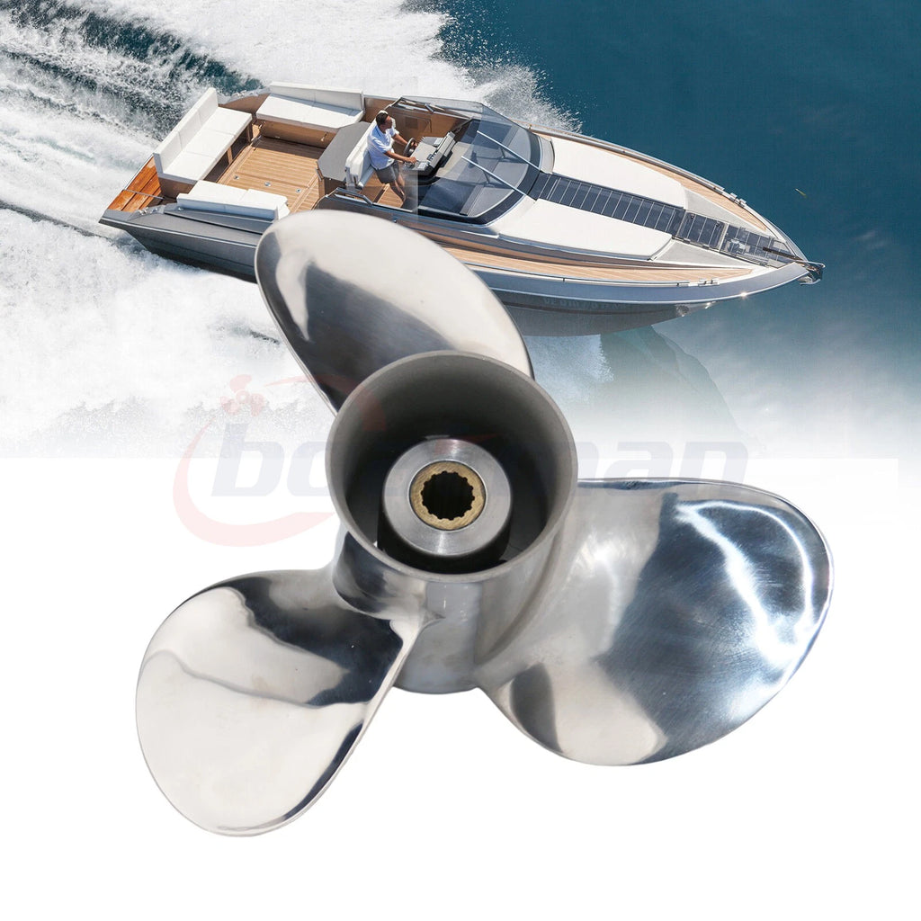 Outboard Propeller 9.25x12 for Mercury/Tohatsu 9.9-20HP (Stainless, 14 Tooth)