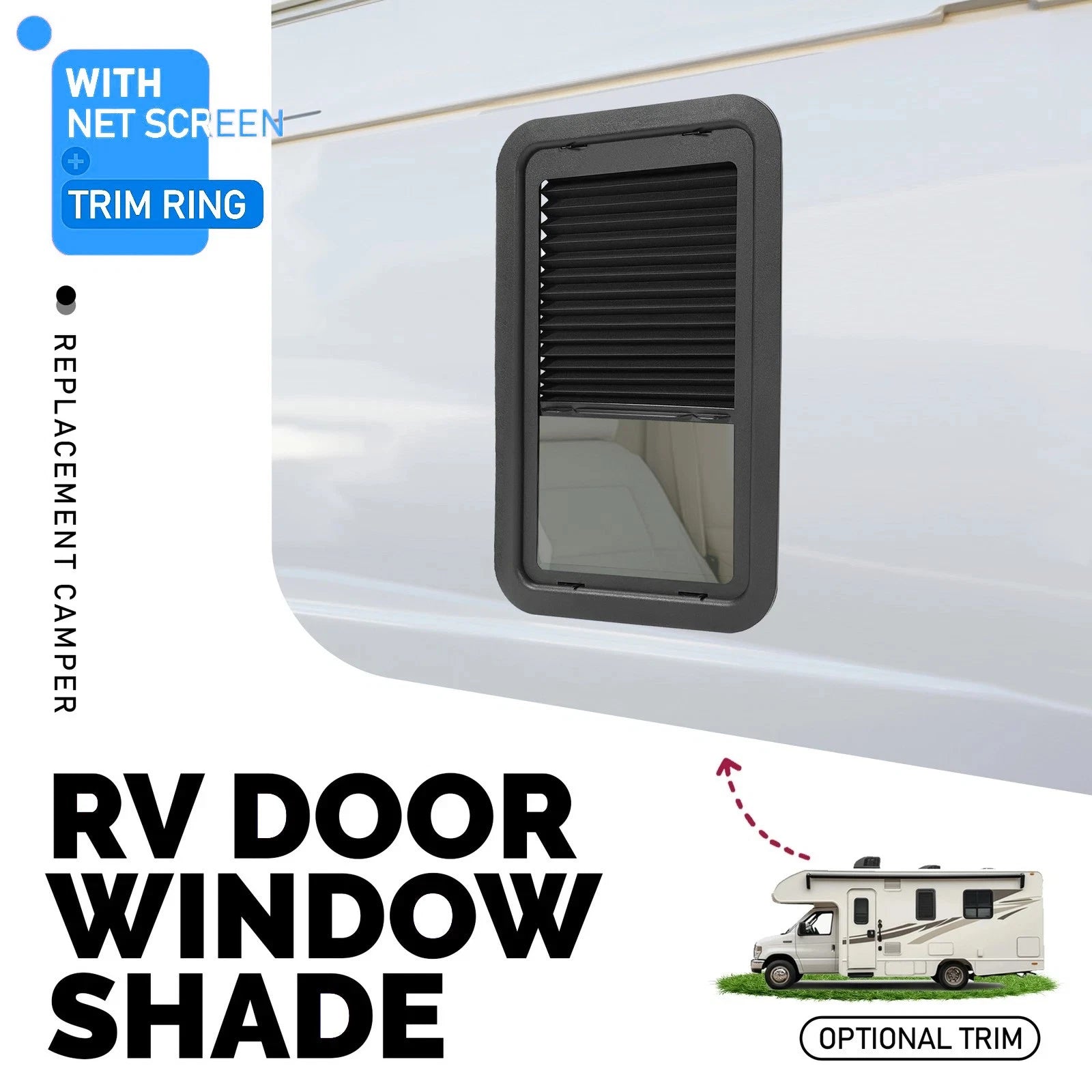 Tinted RV Window with Venetian Blinds for Camper Trailer (24" x 15")