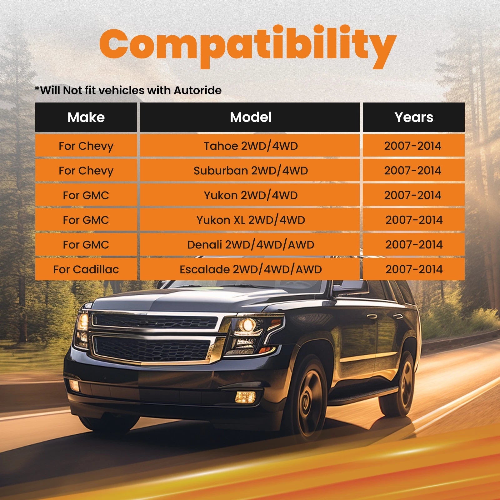 4" Drop Lowering Coil Springs for Chevy Tahoe GMC Yukon (2007–2014)