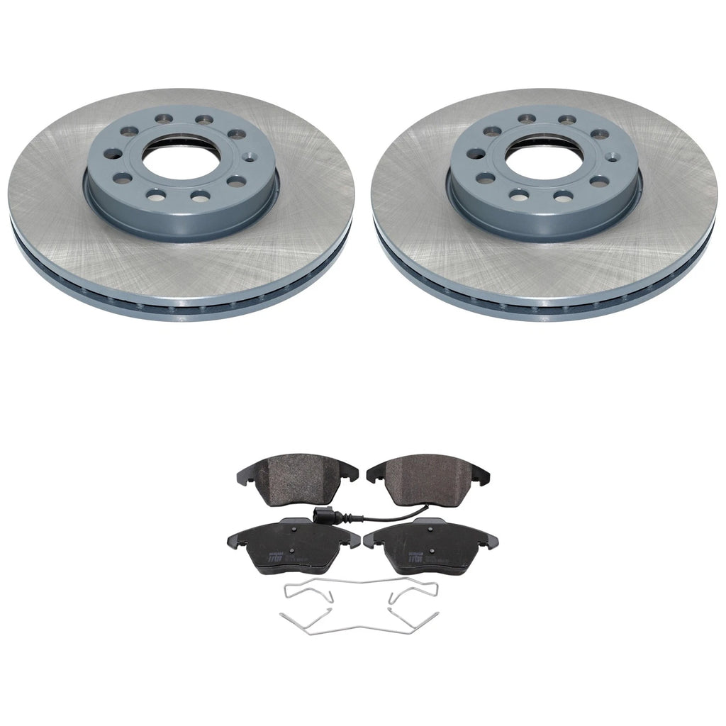 DuraGo Front Rotor & TRW Pro Low-Metallic Disc Brake Pad Kit for Golf Jetta Rabbit