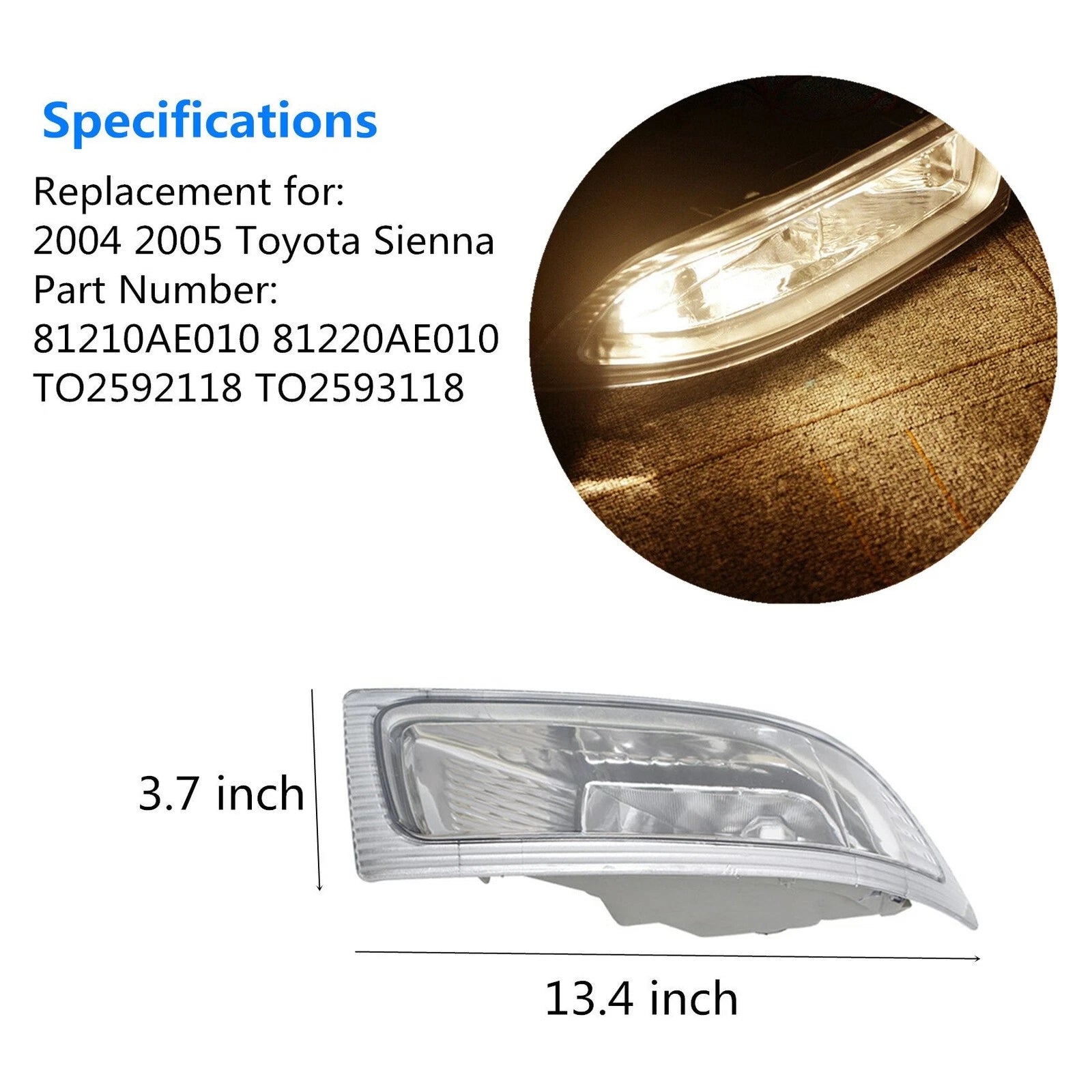Front Bumper Fog Lights for Toyota Sienna (2004–2005)