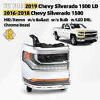 HID Headlight for Chevy Silverado 1500 (2016–2018) W/LED DRL Chrome Bezel RH